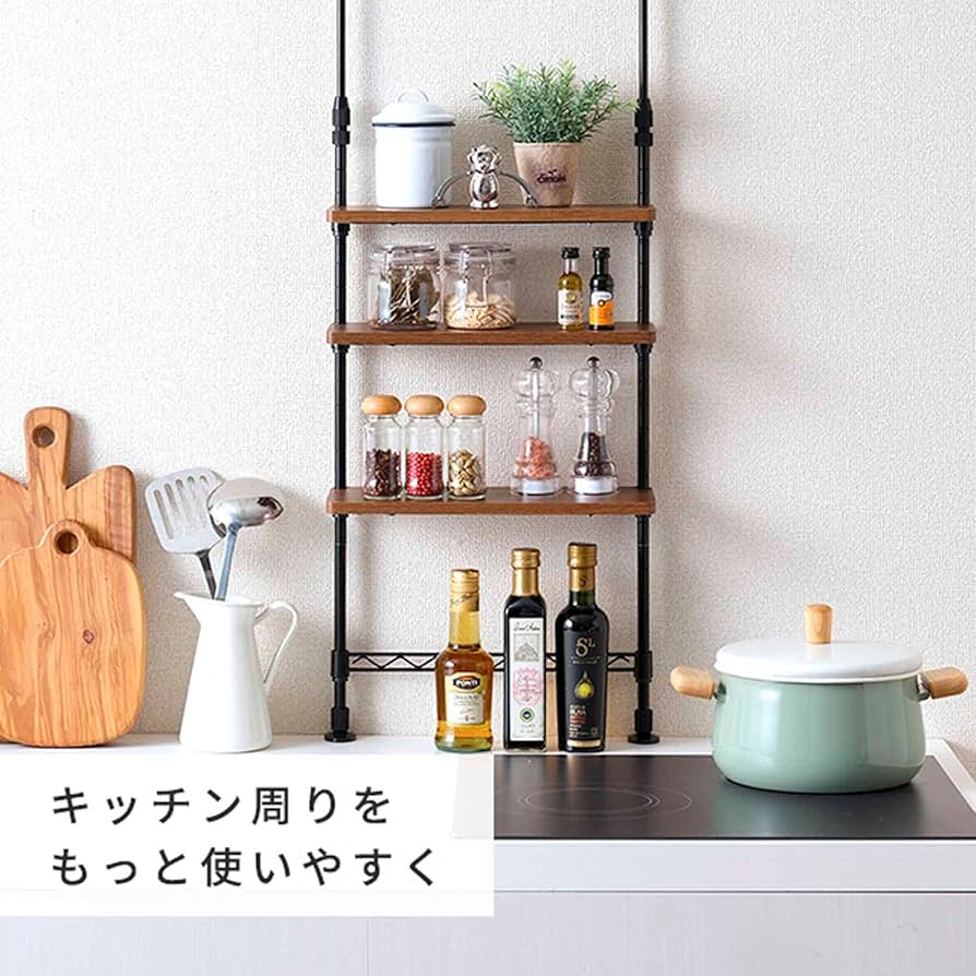 ☆3段突っ張り調味料ラック - 自由にアレンジ可能な卓上ミニスパイス Amazon｜ドウシシャ 3段 突っ張り 調味料ラック スパイスラック